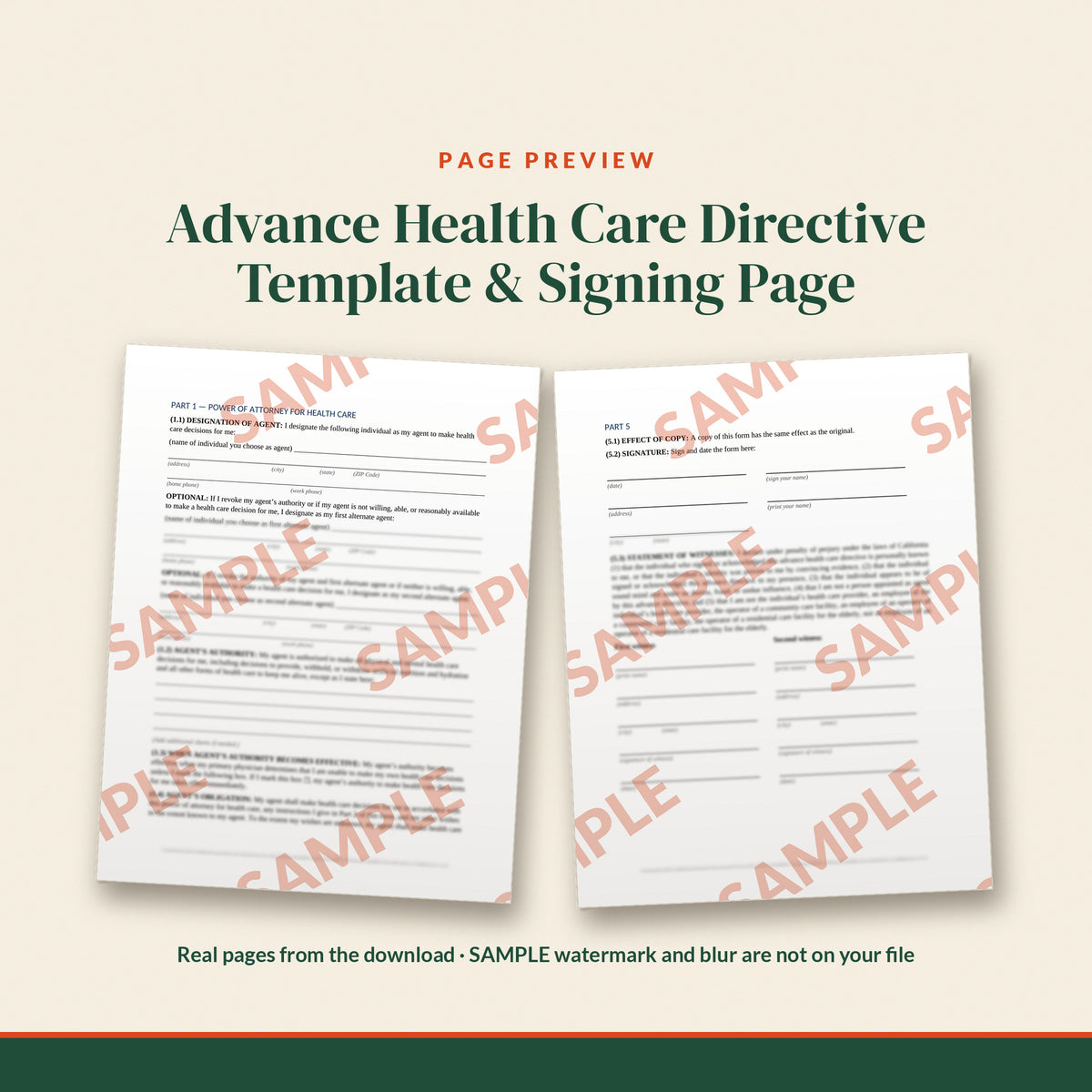California Advance Health Care Directive Template, document preview, page 2