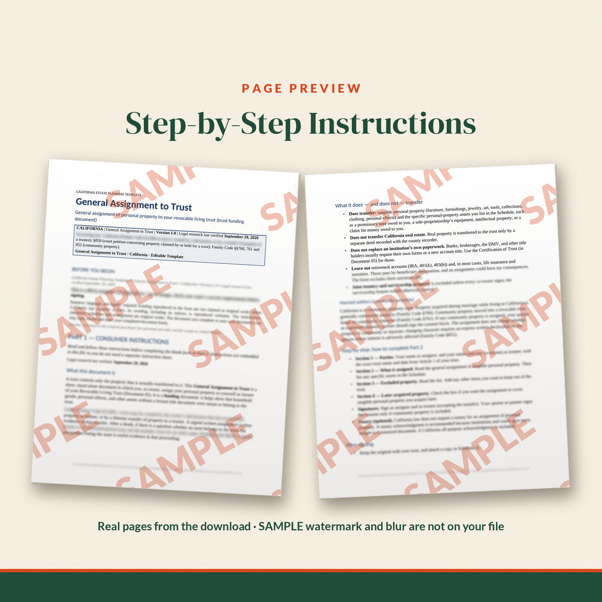 California General Assignment to Trust Template, document preview, page 1