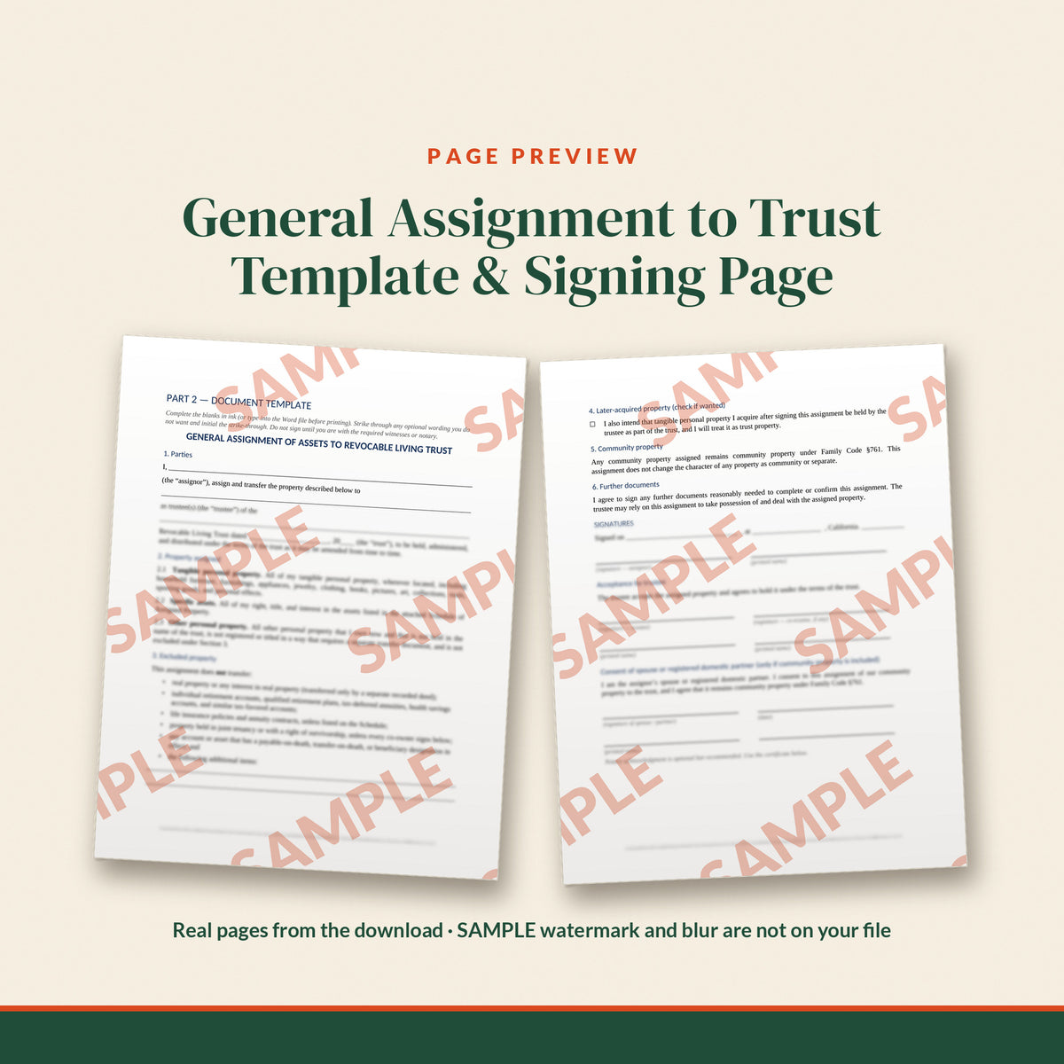 California General Assignment to Trust Template, document preview, page 2