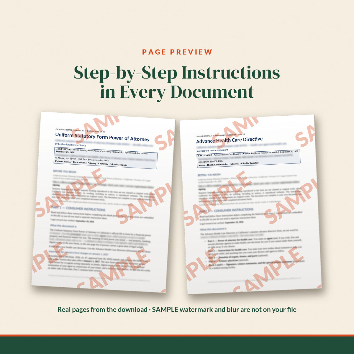 California Power of Attorney + Advance Health Care Directive Kit, document preview, page 2