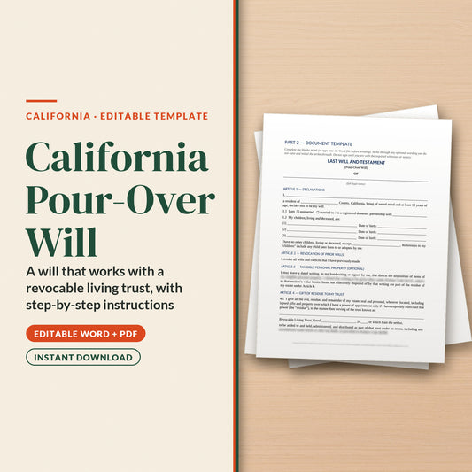 California Pour-Over Will Template, cover page
