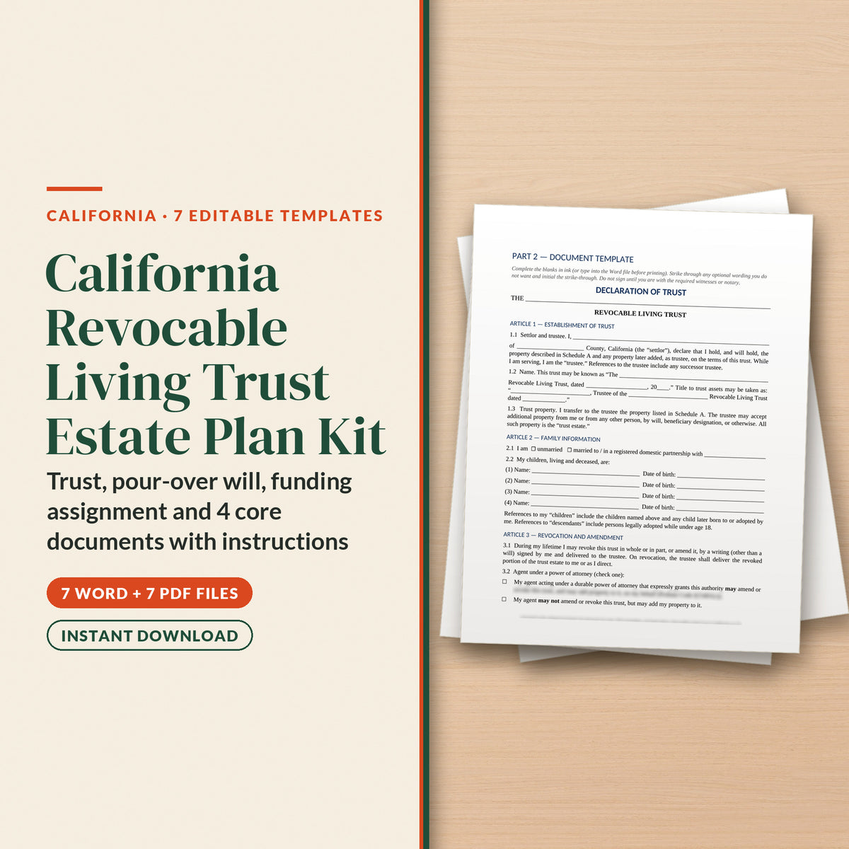 California Revocable Living Trust Estate Plan Kit, cover page