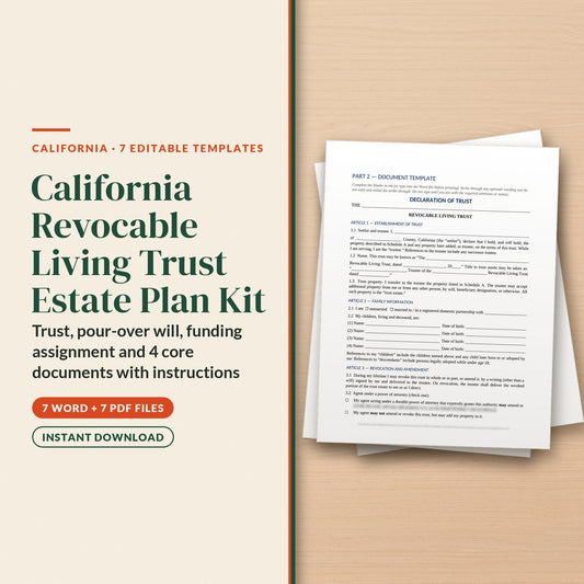 California Revocable Living Trust Estate Plan Kit, cover page