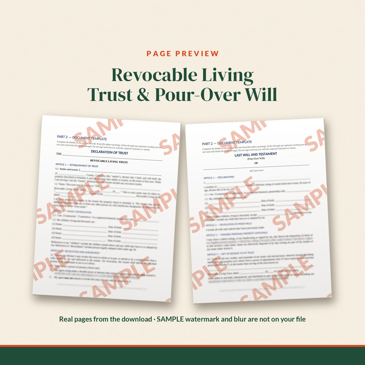 California Revocable Living Trust Estate Plan Kit, document preview, page 1