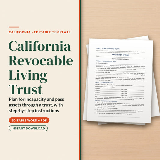 California Revocable Living Trust Template, cover page