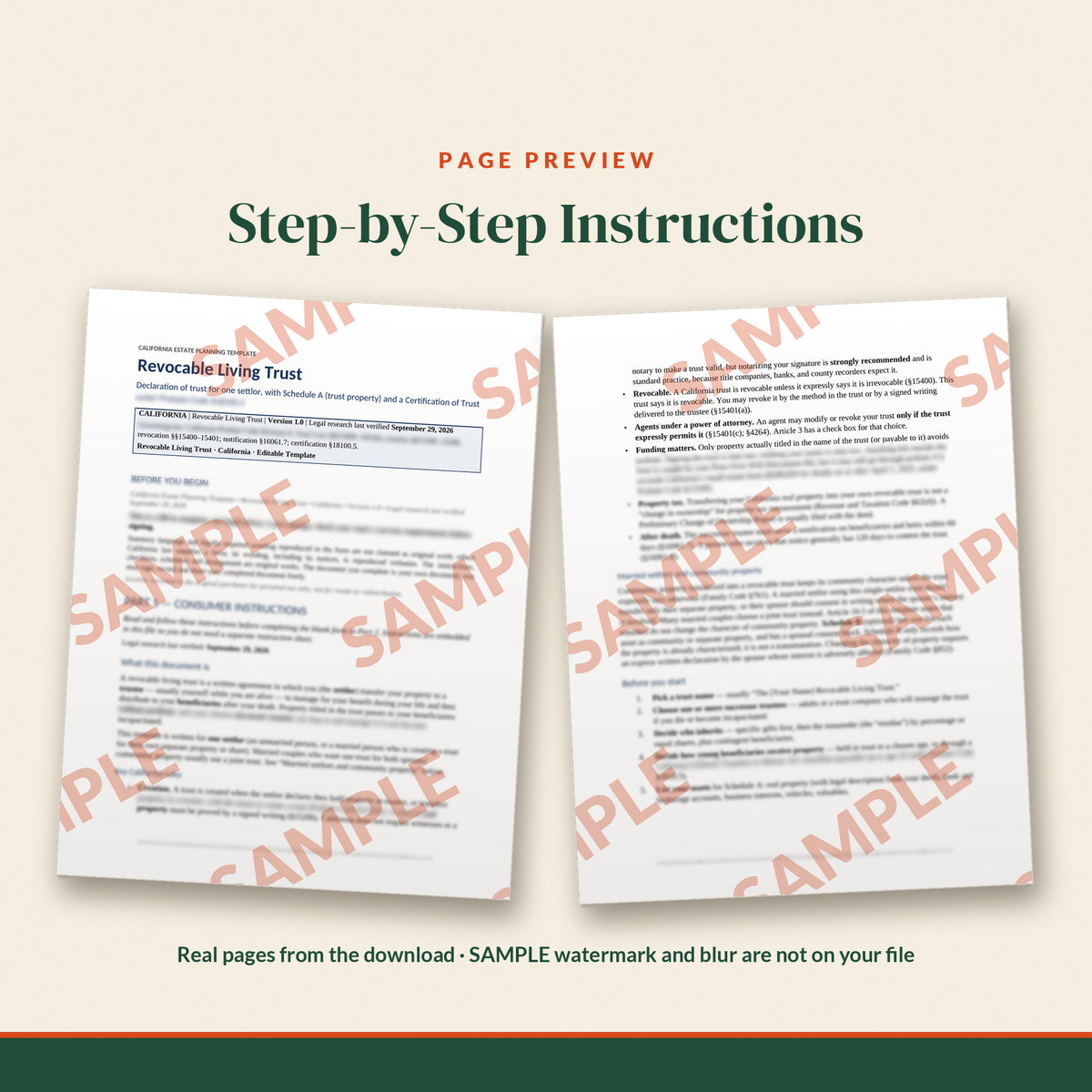 California Revocable Living Trust Template, document preview, page 1