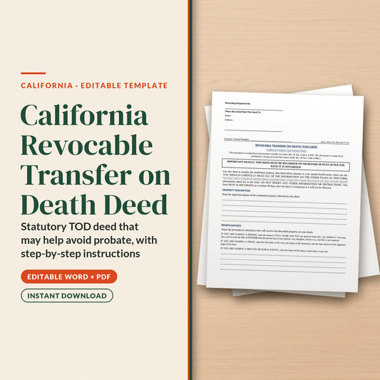 California Revocable Transfer on Death Deed Template, cover page