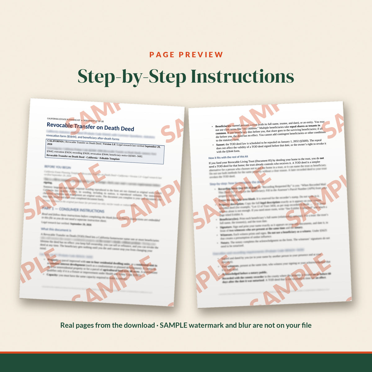 California Revocable Transfer on Death Deed Template, document preview, page 1
