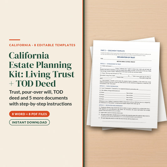 California Revocable Living Trust Estate Plan with Transfer on Death Deed Kit, cover page