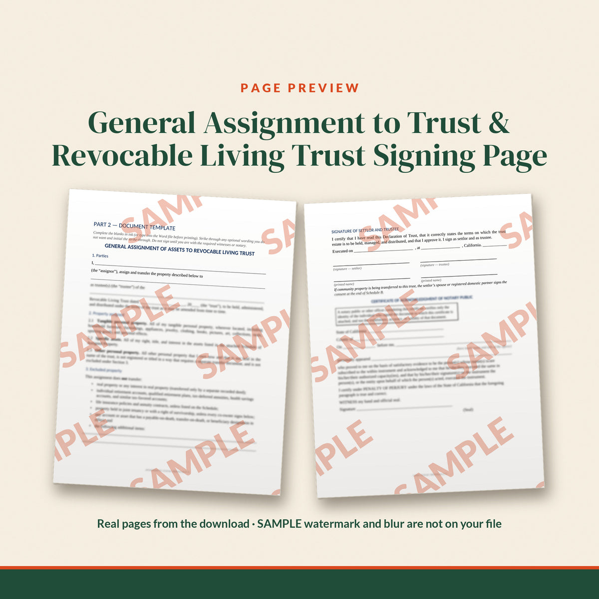 California Revocable Living Trust + Pour-Over Will Mini Kit, document preview, page 2