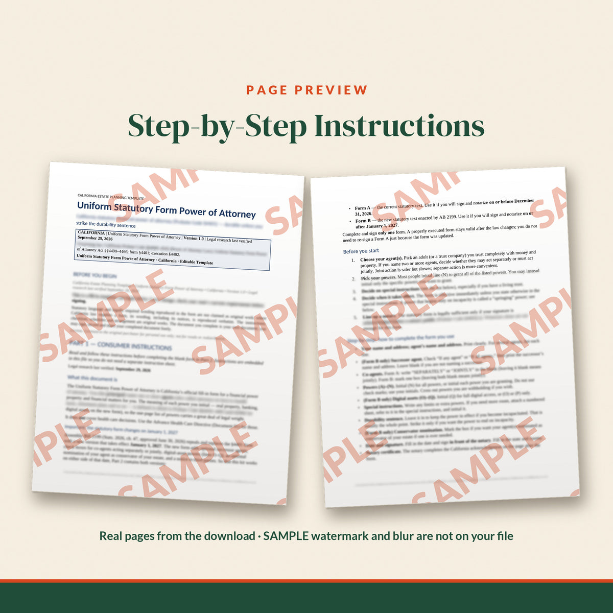 California Uniform Statutory Form Power of Attorney Template, document preview, page 1