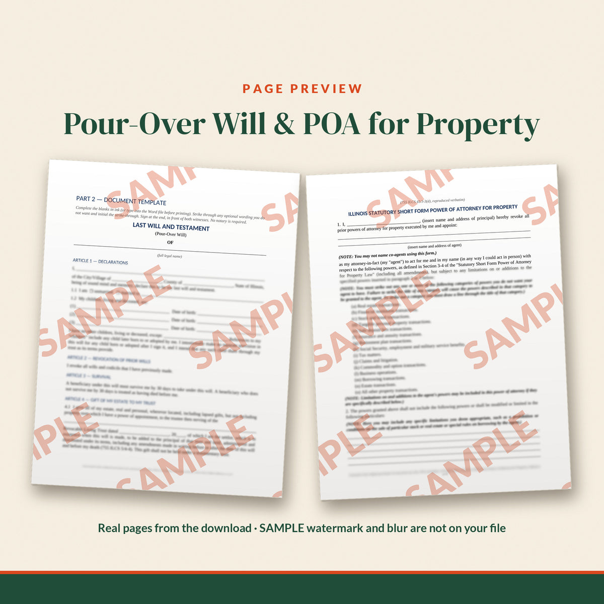 Illinois Complete Estate Plan Kit with Living Trust and Transfer on Death Instrument, document preview, page 2