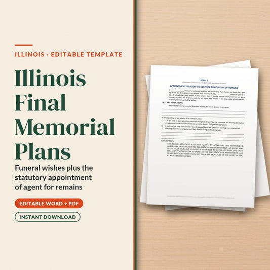 Illinois Final Memorial Plans Template, cover page
