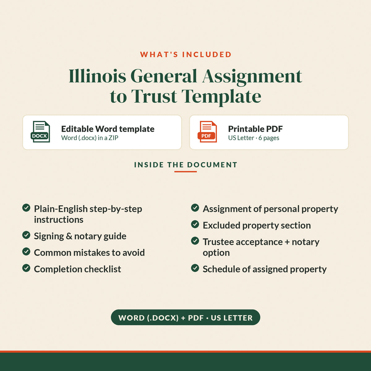 Illinois General Assignment to Trust Template, what's included