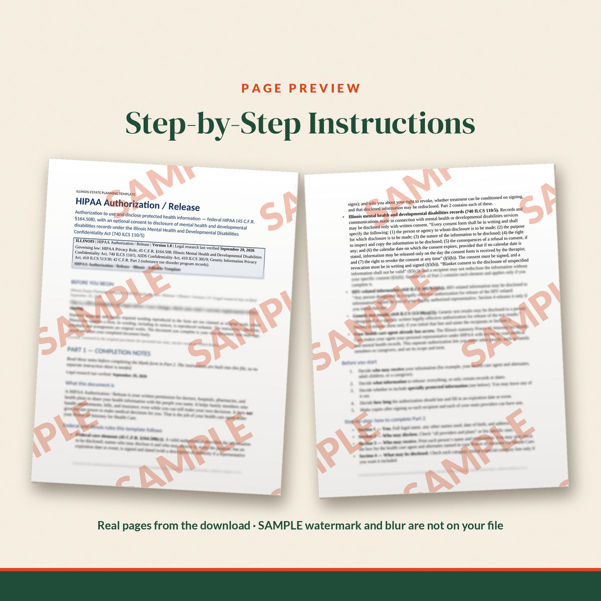 Illinois HIPAA Authorization / Release Template, document preview, page 1