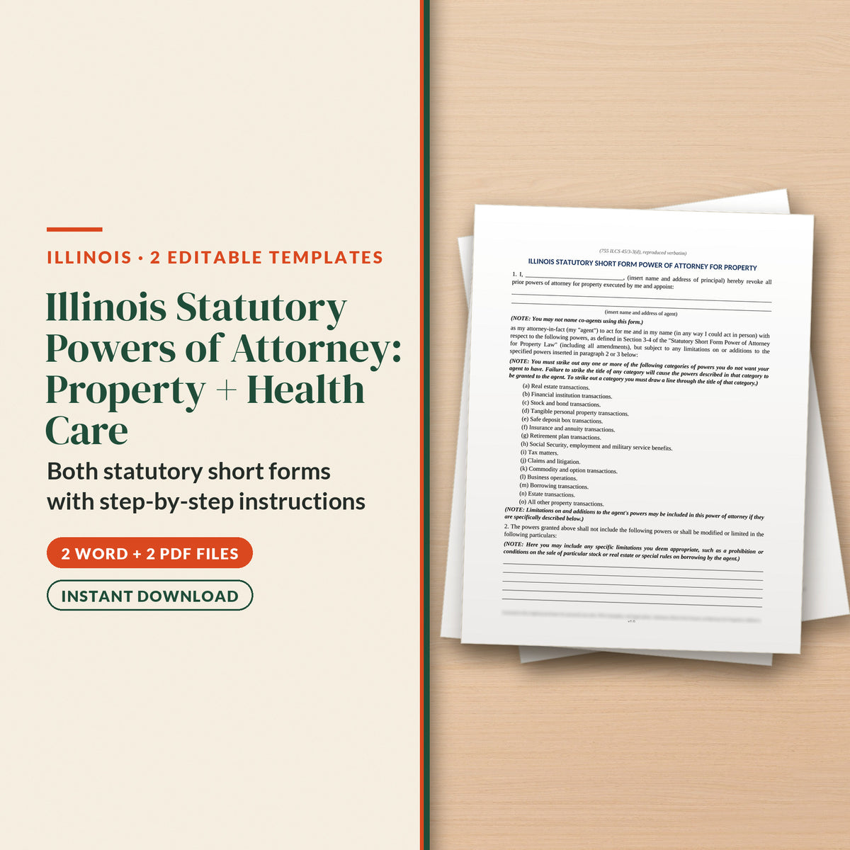 Illinois Statutory Powers of Attorney Kit: Property + Health Care, cover page