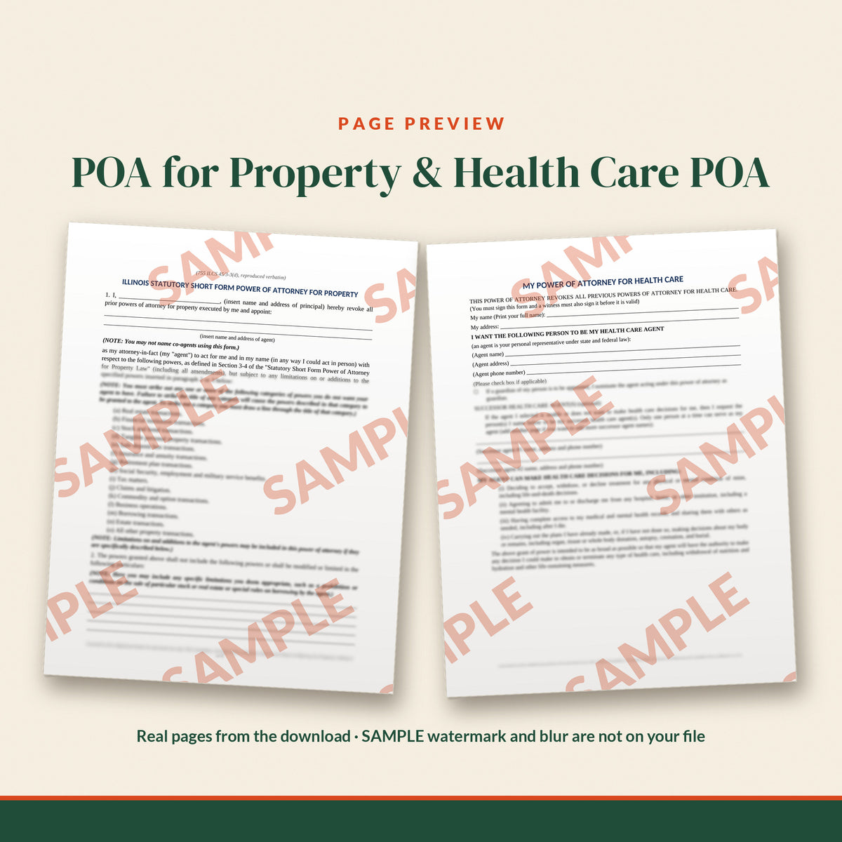 Illinois Statutory Powers of Attorney Kit: Property + Health Care, document preview, page 1