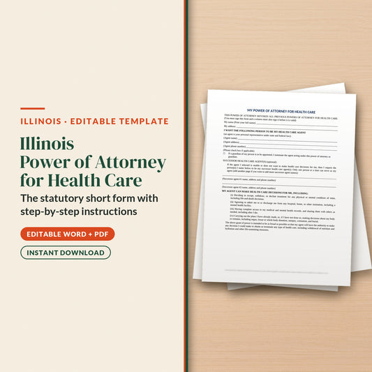 Illinois Power of Attorney for Health Care Template, cover page