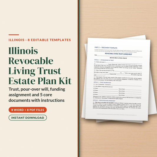 Illinois Revocable Living Trust Estate Plan Kit, cover page