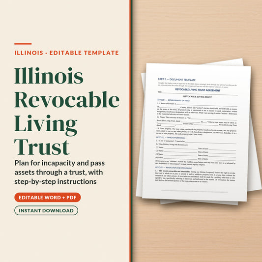 Illinois Revocable Living Trust Template, cover page