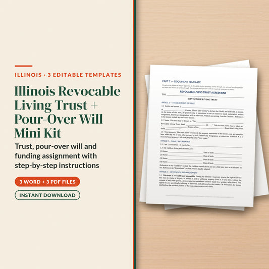 Illinois Revocable Living Trust + Pour-Over Will Mini Kit, cover page