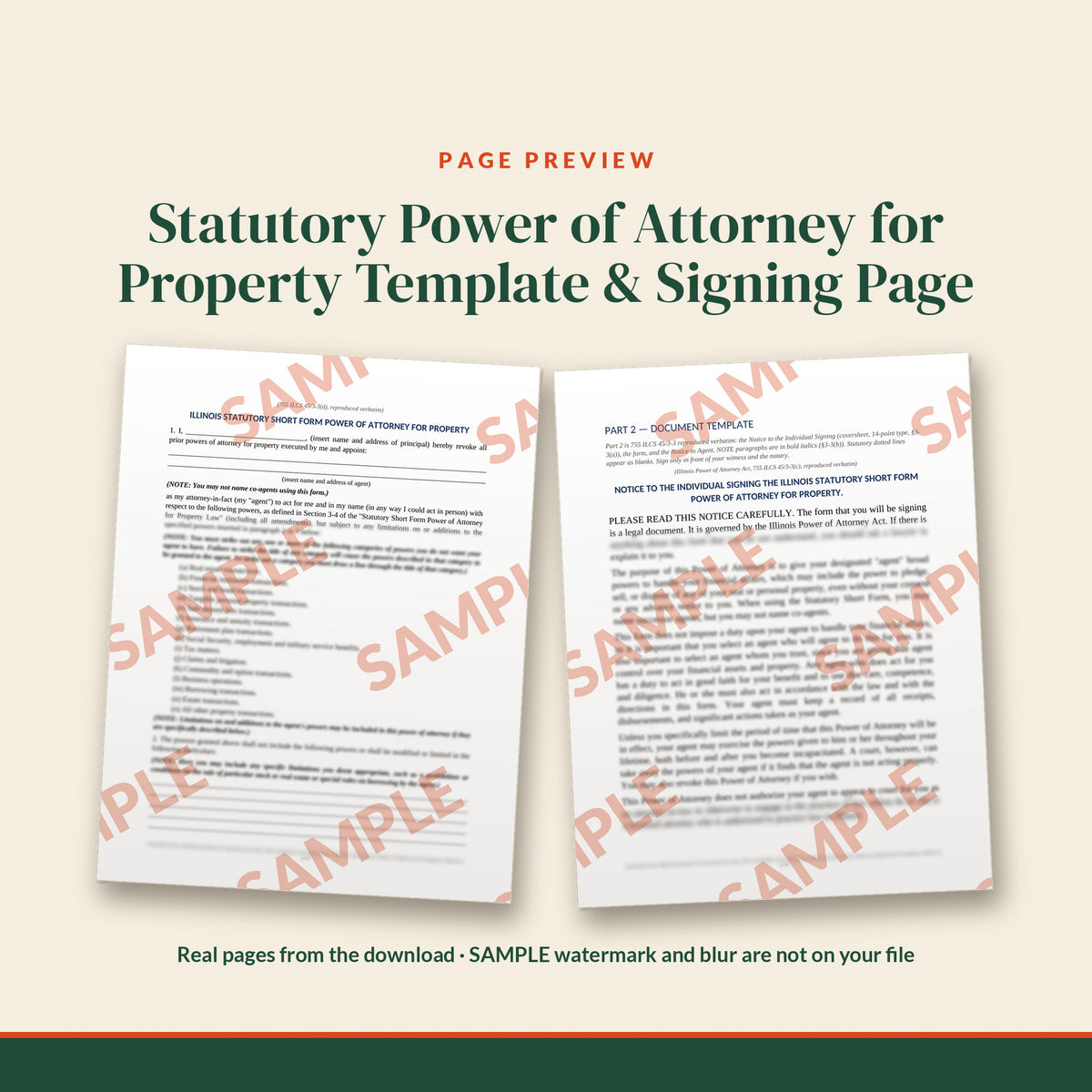 Illinois Statutory Short Form Power of Attorney for Property Template, document preview, page 2