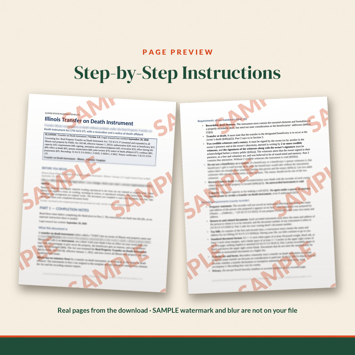 Illinois Transfer on Death Instrument Template, document preview, page 1