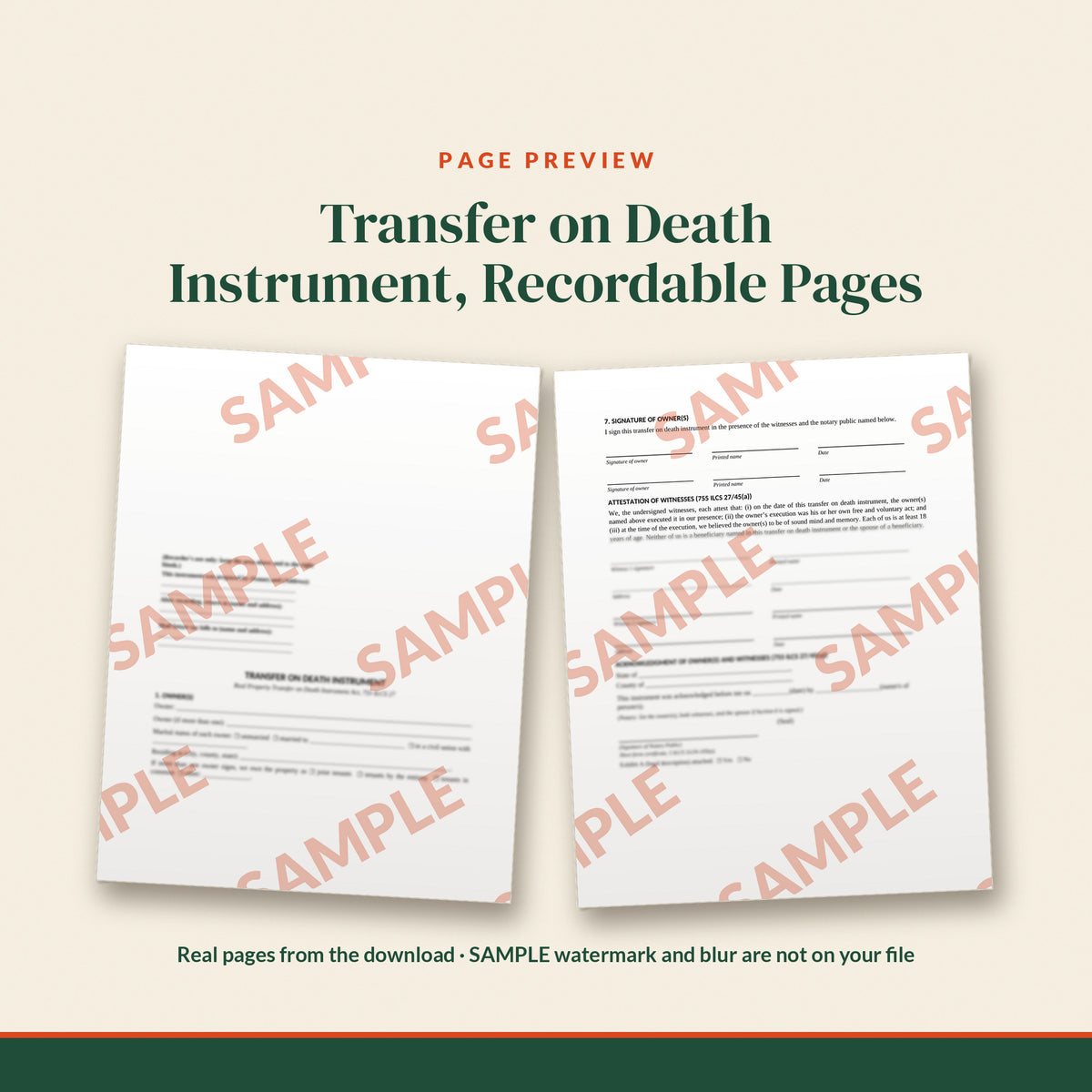Illinois Transfer on Death Instrument Template, document preview, page 2