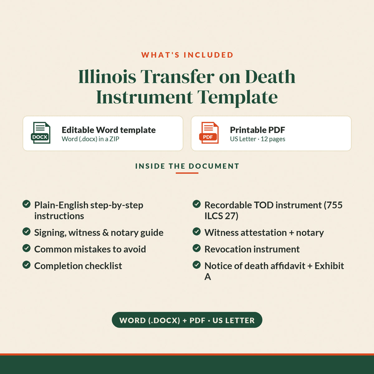 Illinois Transfer on Death Instrument Template, what's included