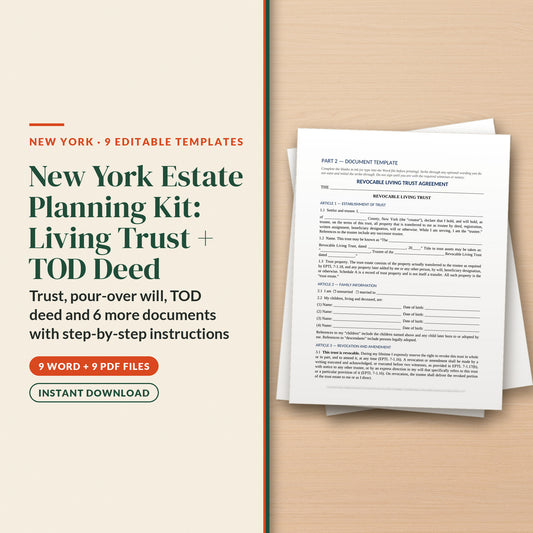 New York Complete Estate Plan Kit with Living Trust and Transfer on Death Deed, cover page