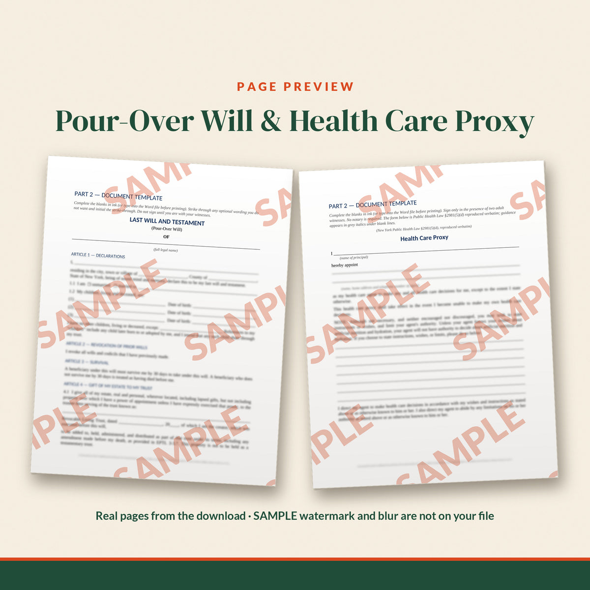 New York Complete Estate Plan Kit with Living Trust and Transfer on Death Deed, document preview, page 2