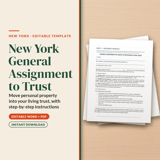 New York General Assignment to Trust Template, cover page