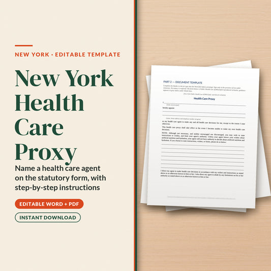 New York Health Care Proxy Template, cover page