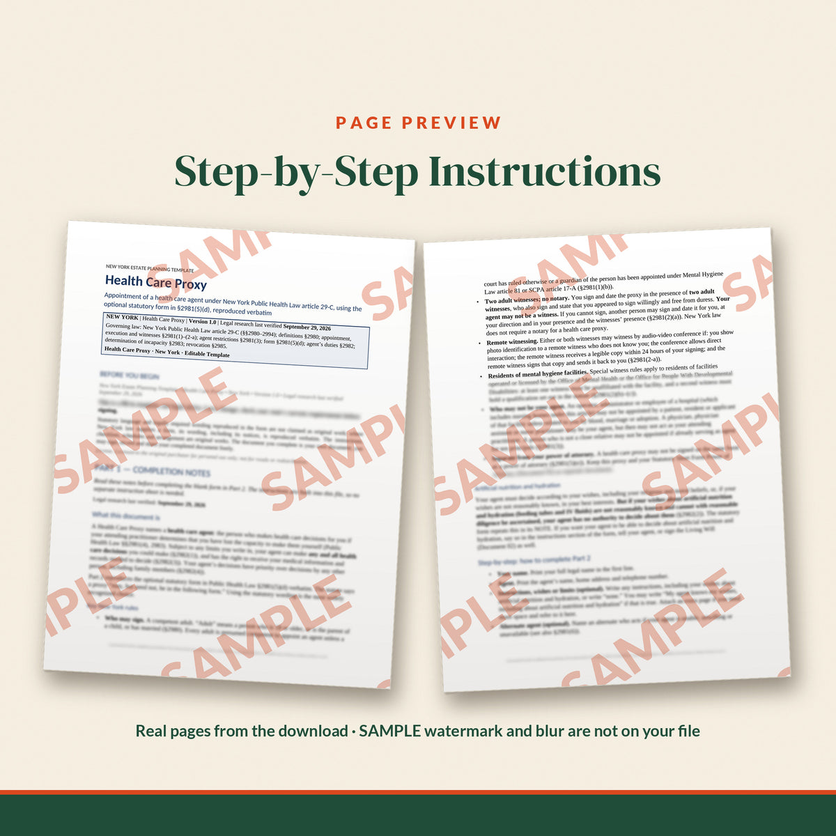 New York Health Care Proxy Template, document preview, page 1