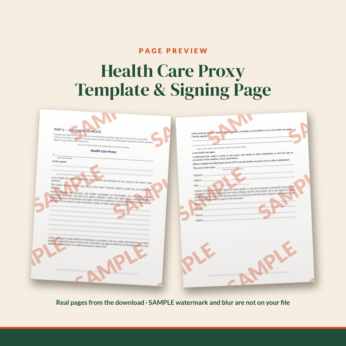 New York Health Care Proxy Template, document preview, page 2