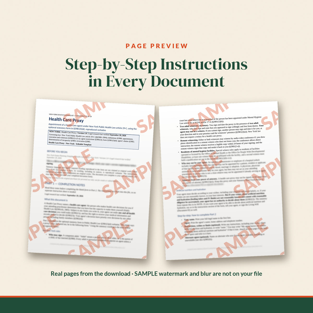 New York Statutory Short Form Power of Attorney + Health Care Proxy Kit, document preview, page 2
