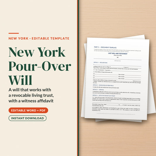 New York Pour-Over Will Template, cover page