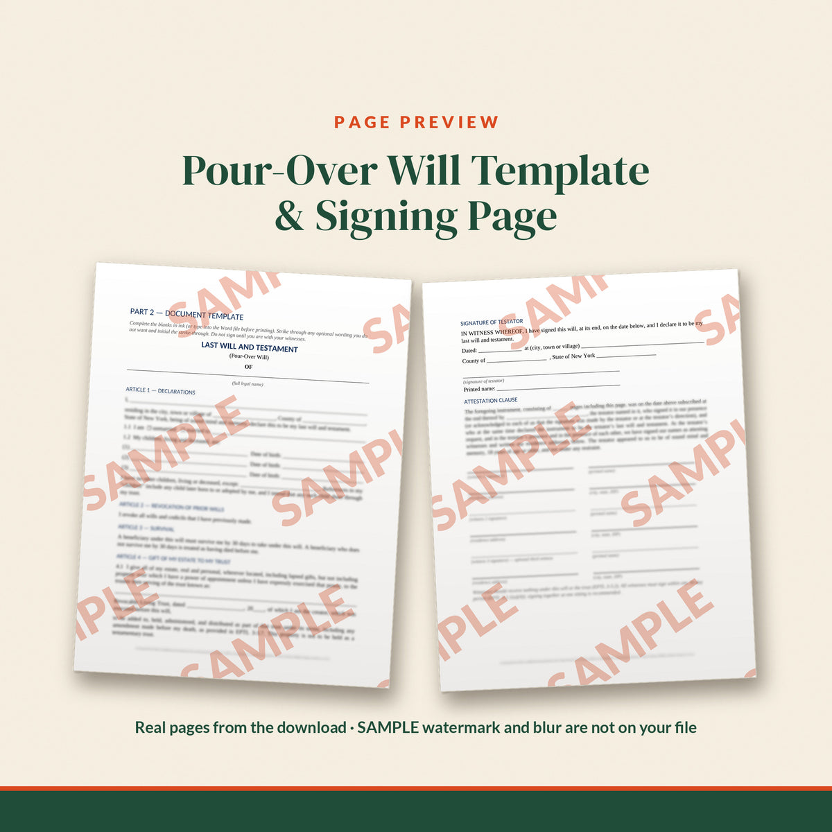 New York Pour-Over Will Template, document preview, page 2