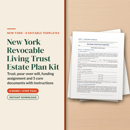 New York Revocable Living Trust Estate Plan Kit, cover page