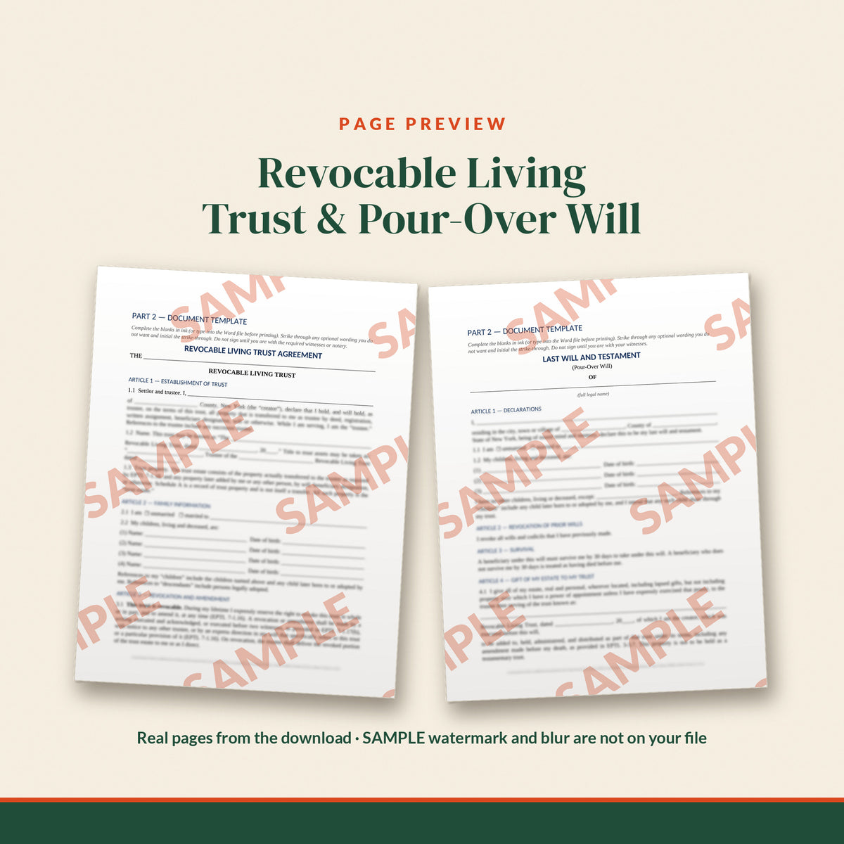 New York Revocable Living Trust Estate Plan Kit, document preview, page 1