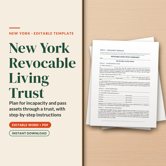 New York Revocable Living Trust Template, cover page