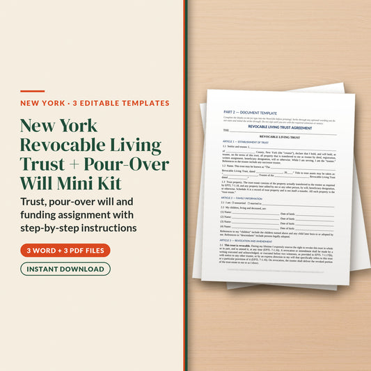New York Revocable Living Trust + Pour-Over Will Mini Kit, cover page