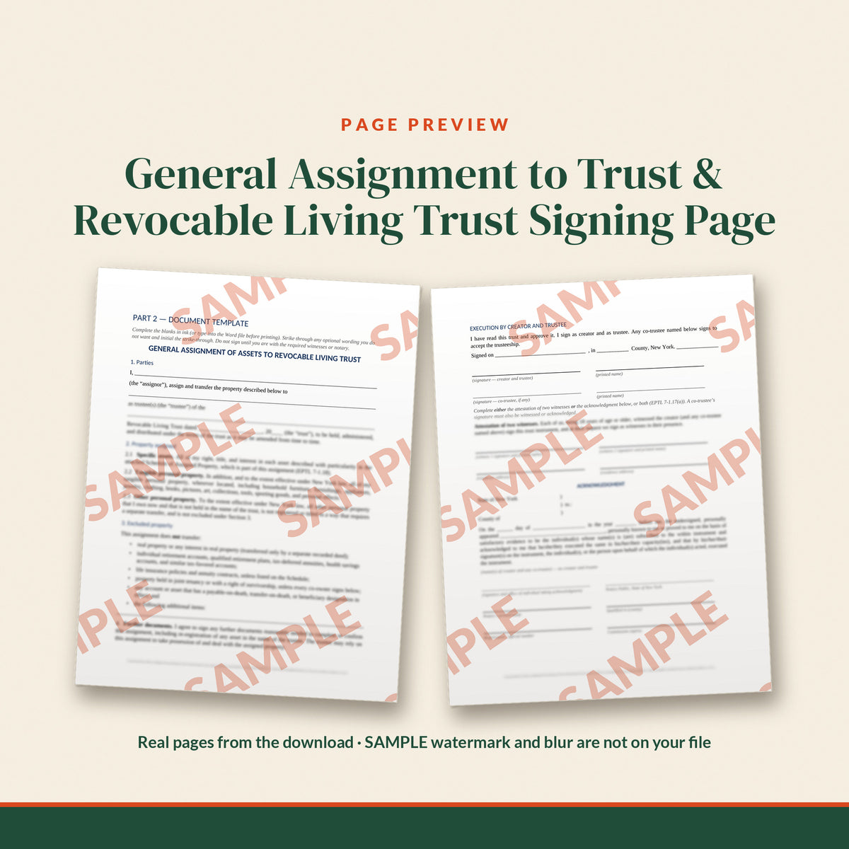New York Revocable Living Trust + Pour-Over Will Mini Kit, document preview, page 2