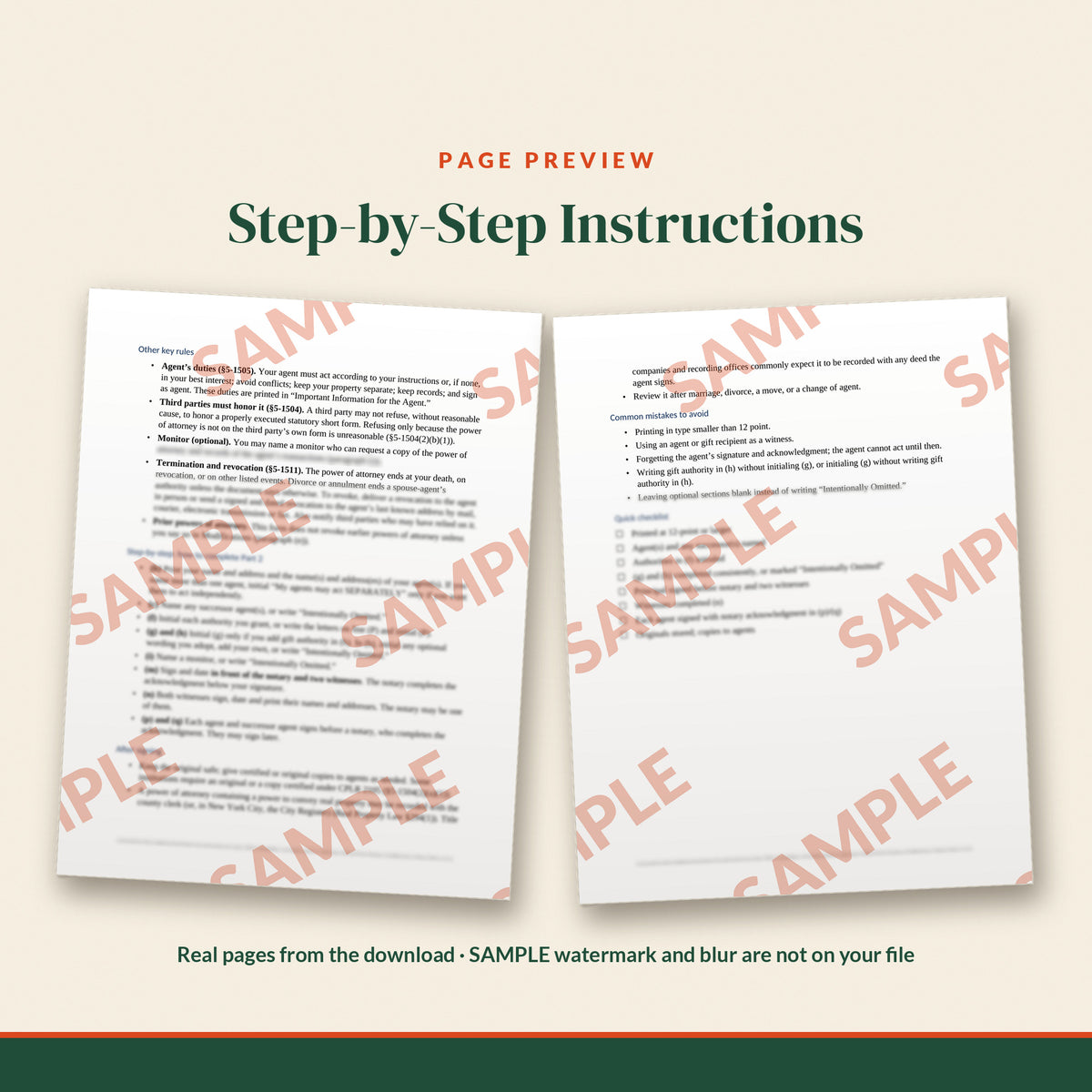 New York Statutory Short Form Power of Attorney Template, document preview, page 1