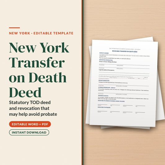 New York Transfer on Death Deed Template, cover page