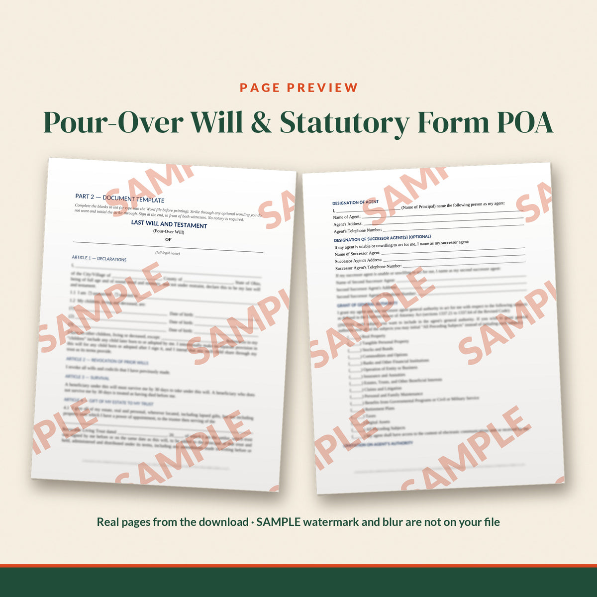 Ohio Complete Estate Plan Kit with Living Trust and Transfer on Death Designation Affidavit, document preview, page 2