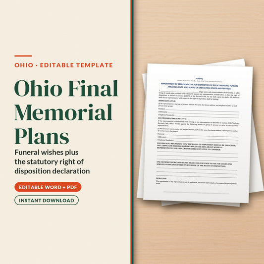 Ohio Final Memorial Plans Template, cover page