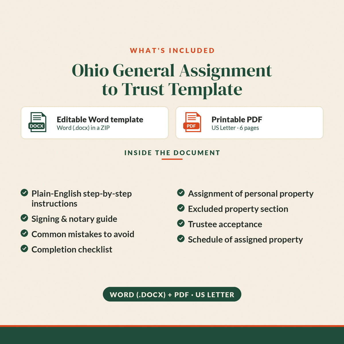 Ohio General Assignment to Trust Template, what's included