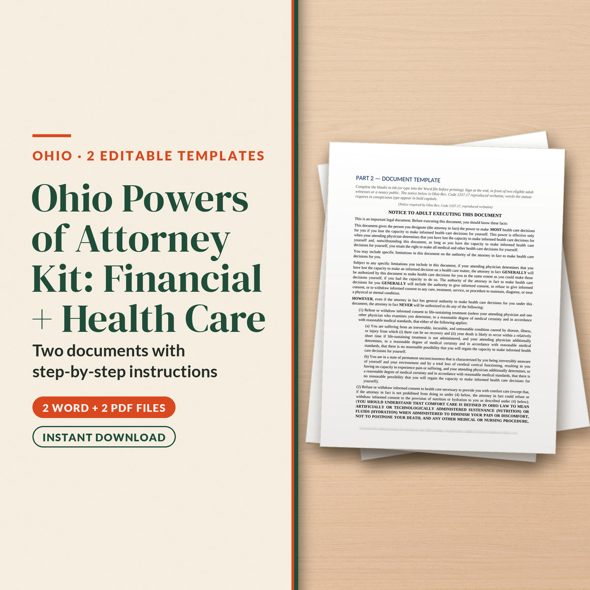 Ohio Powers of Attorney Kit: Financial + Health Care, cover page