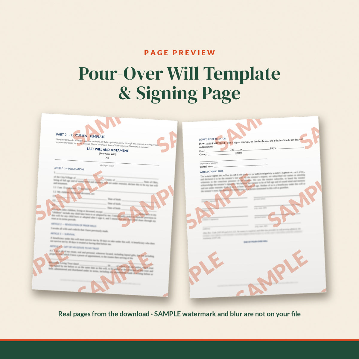 Ohio Pour-Over Will Template, document preview, page 2